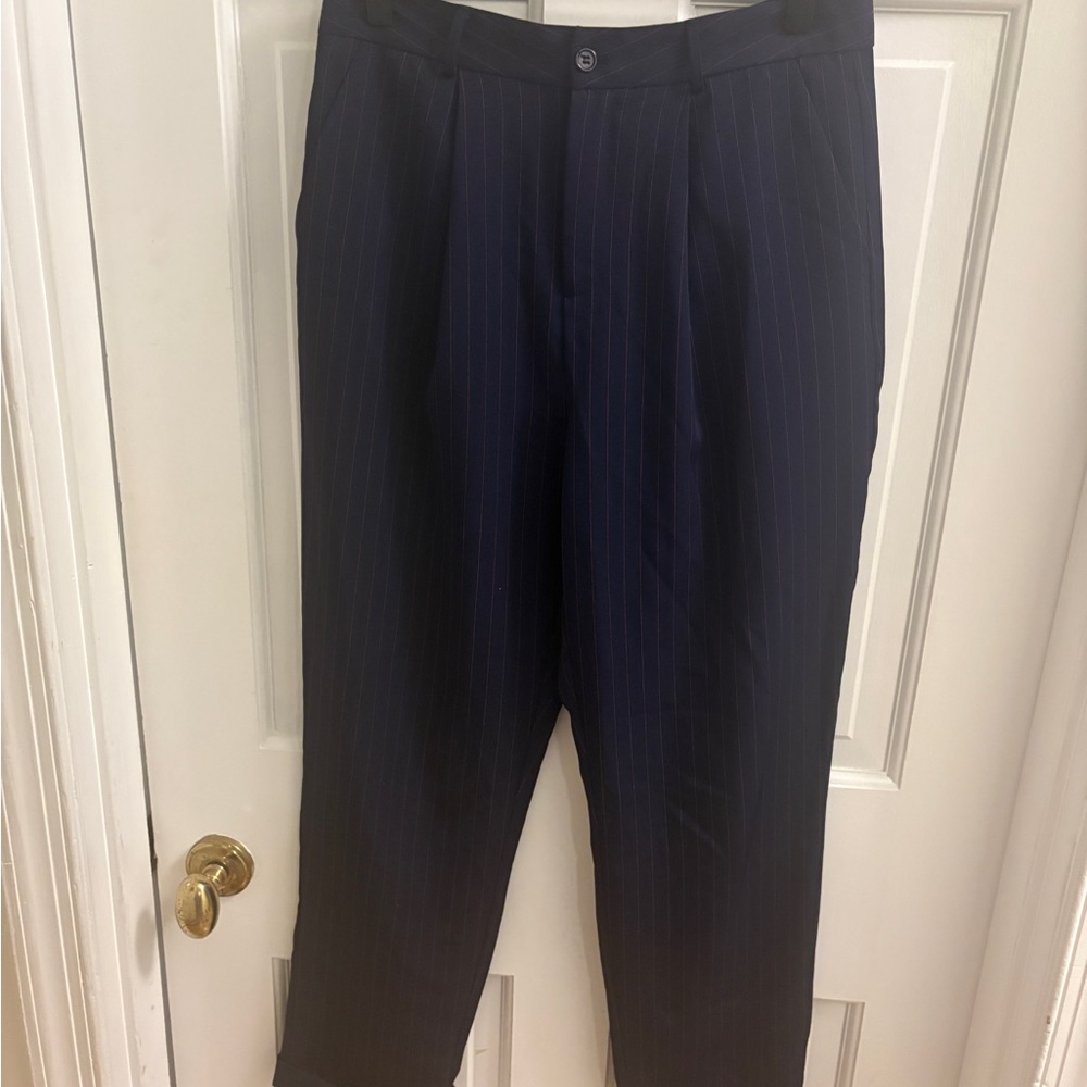 🍷3for$20! Forever 21 Dark Navy + Red Pinstripe Trousers